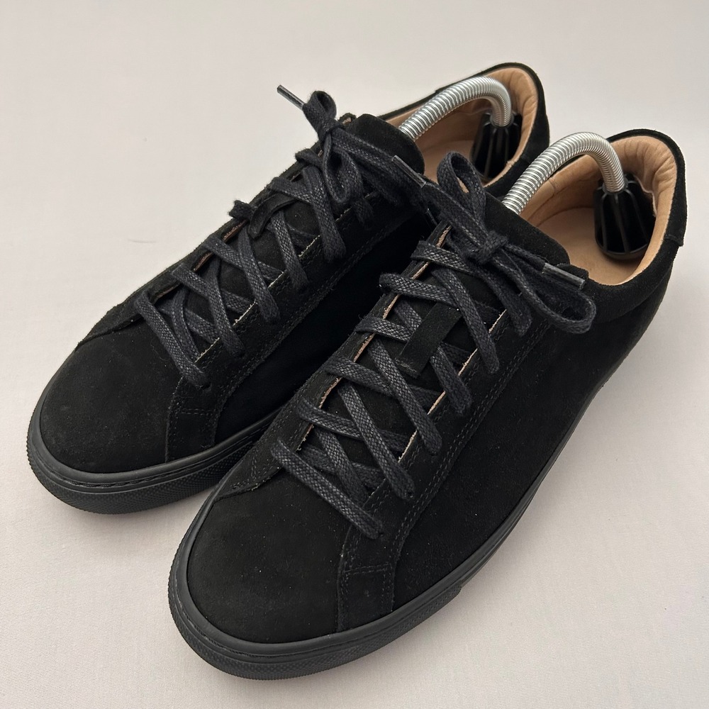 SuitSupply Shoes Mens 10 Black Suede Low Top Lace-Up Sneakers Dress Casual